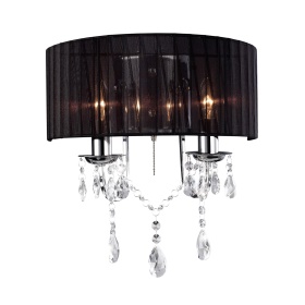 Olivia Polished Chrome-Black Crystal Wall Lights Diyas Shaded Wall Lights Olivia Polished Chrome-Black Crystal Wall Lights Diyas Shaded Wall Lights